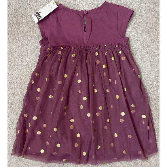 Tea Collection 18-24M Girl Tulle Skirt Dress with Gold Polka Dots - Picture 5 of 6